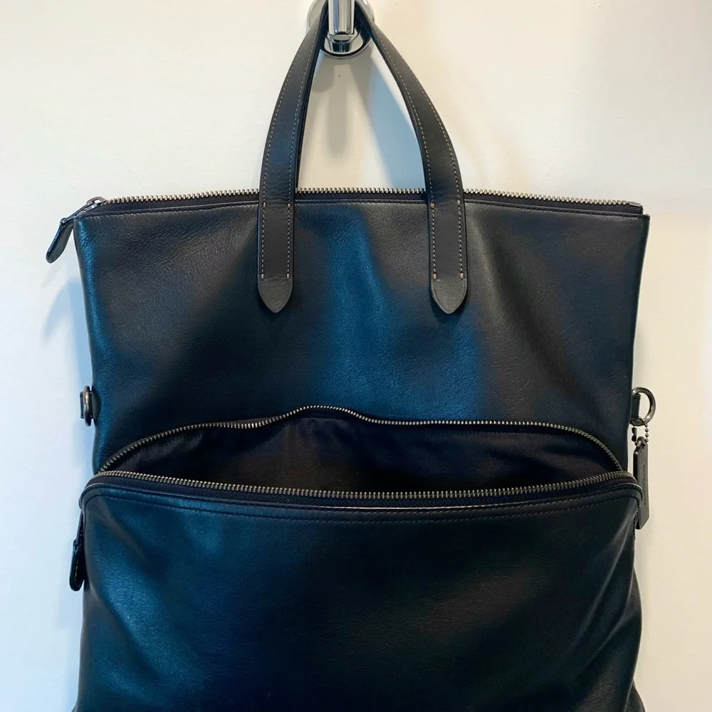 Coach Black Leather Tote Bag